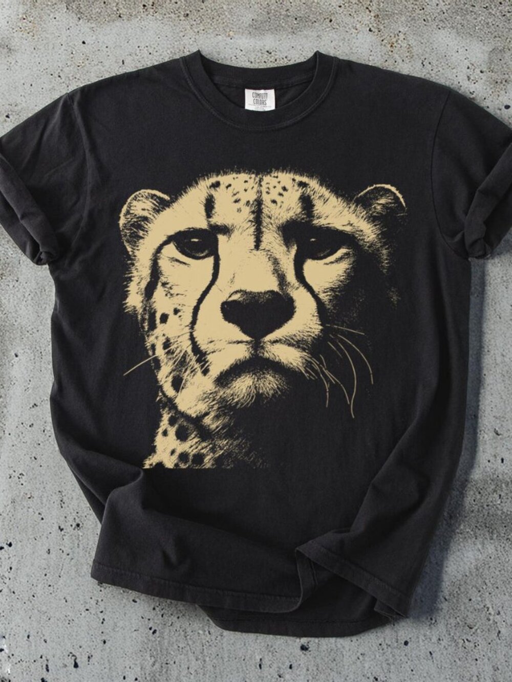 Cheetah Graphic Tee Black Wildlife Animal T-Shirt